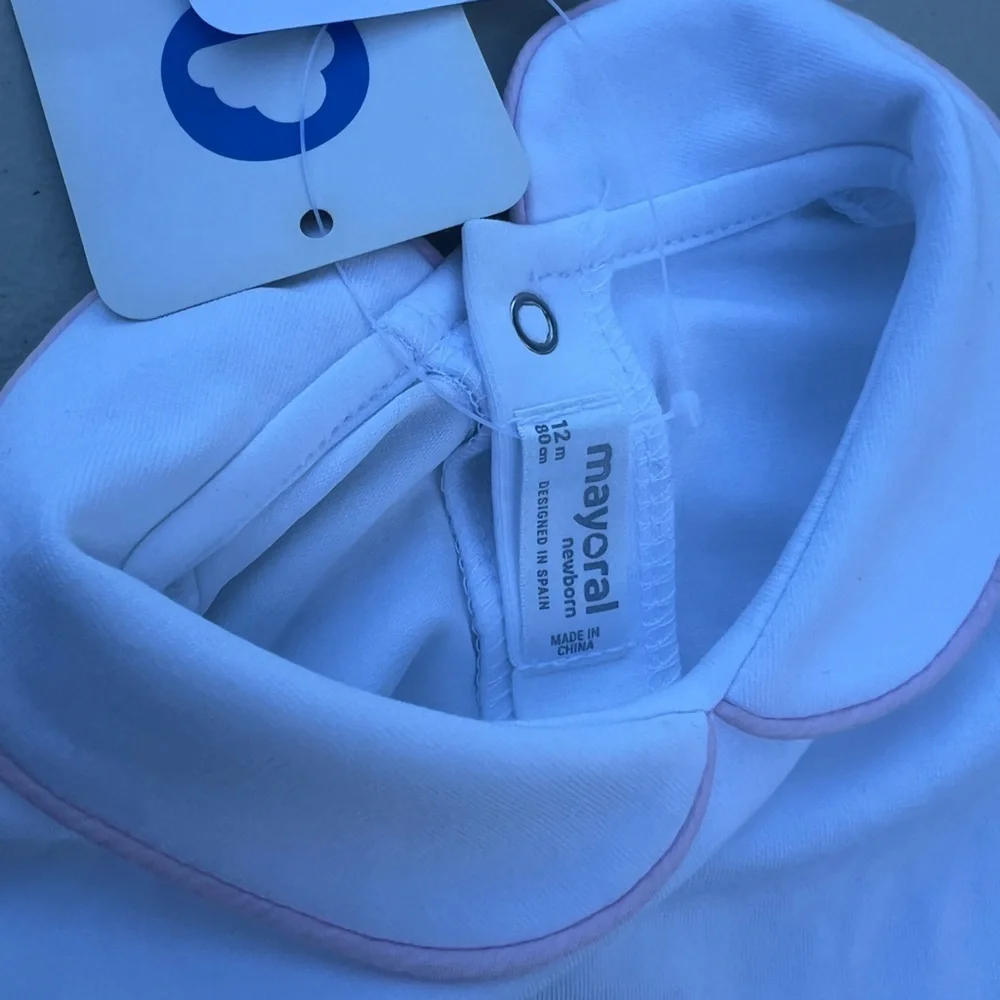 Mayoral Pink and White Nightgown Pajamas NWT Color White 12 Months Newborn Onsie